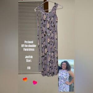 JustFab Lavender Floral Off-Shoulder Maxi